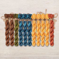 НМул-ИМР168-3322-5 Набор ниток OwlForest для схем «Индейские мотивы» (DMC) 5 цветов «Рыбы» 32 каунт в 2 нити