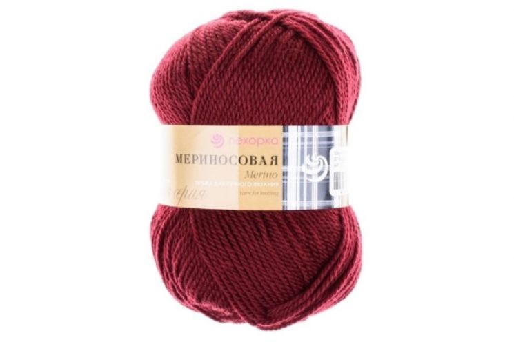 Пряжа ПЕХОРКА Мериносовая // 023 // 07 // Бордо
