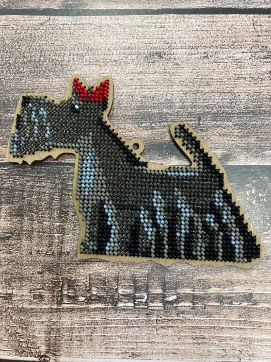 С023 Набор для вышивания "Скотч-терьер с бантиком", 13х9,5 см