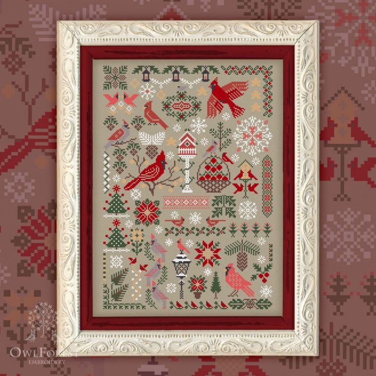 Схема для вышивания  OwlForest «Праздничные птички»