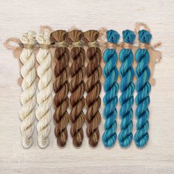 НМул-ИМЦ169-2322-3 Набор ниток OwlForest для схем «Индейские мотивы» (ПНК) 3 цвета «Цапля» 32 каунт в 2 нити