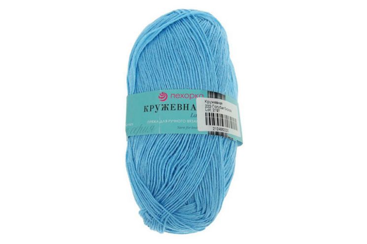 Пряжа ПЕХОРКА Кружевная // 067 // 222 // Голубая бирюза
