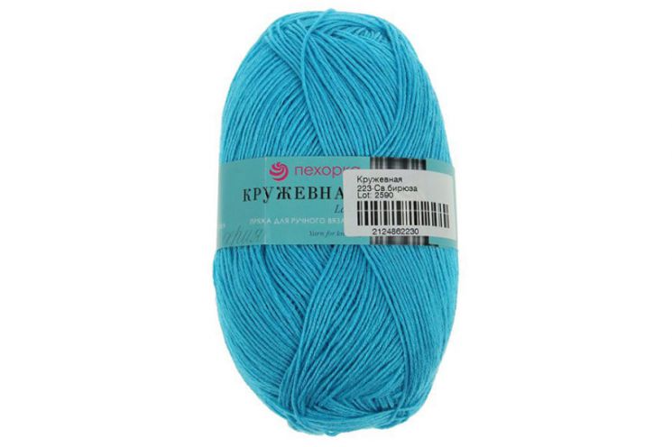 Пряжа ПЕХОРКА Кружевная // 067 // 223 // Светлая бирюза