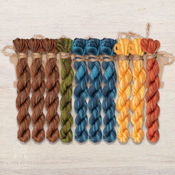 Набор ниток OwlForest для схем «Индейские мотивы» (DMC) 5 цветов «Цапля» 28 каунт в 2 нити НМул-ИМЦ169-3282-5 