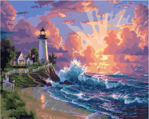 PK 41082 Картина по номерам Paintboy "Маяк в лучах заката"