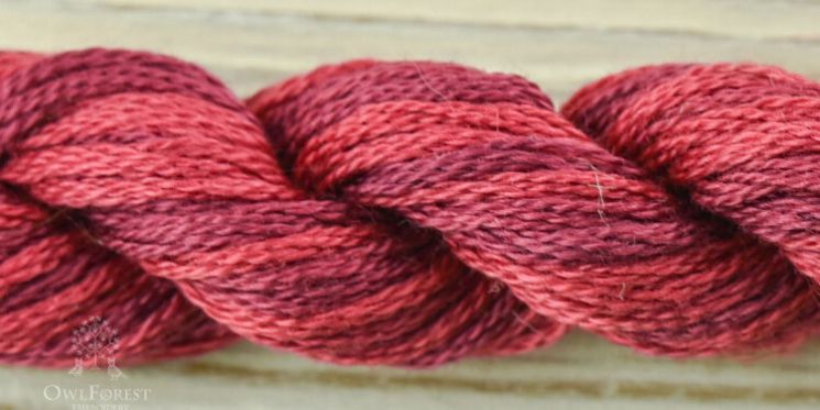 3505 Нитки ручного окрашивания OwlForest на основе DMC, пасма 8 метров Вишневый компот
