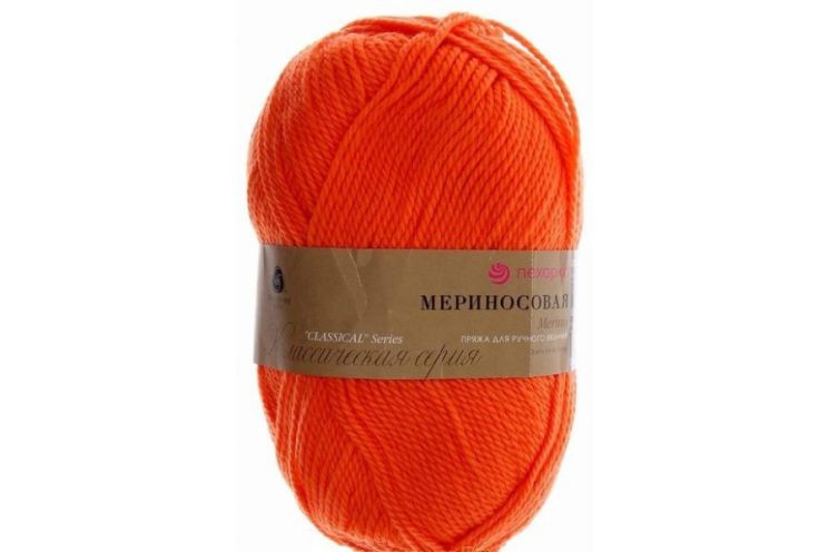 Пряжа ПЕХОРКА Мериносовая // 023 // 284 // Оранжевый