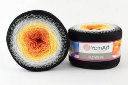 Пряжа Flowers 259 Черный/серый/желтый/оранжевый