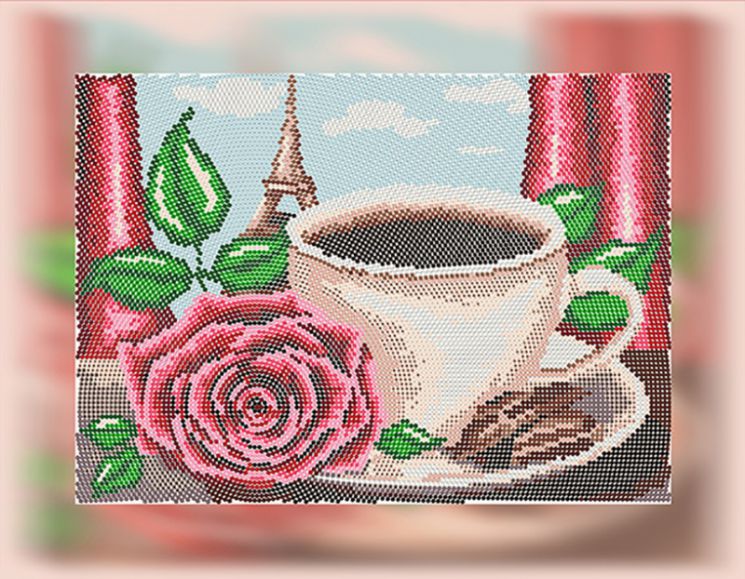 КБ-350 Схема для вышивания бисером ТМ Наследие "Кофе в Париже"