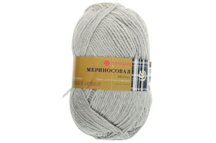 Пряжа ПЕХОРКА Мериносовая // 023 // 386 // Светло-серый меланж