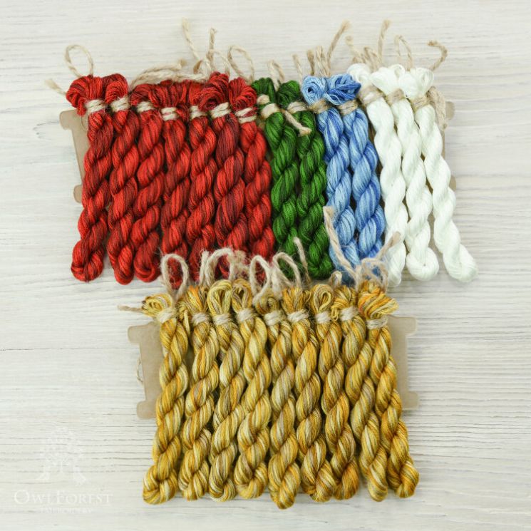 НМул-НГкф-3283 Базовый комплект ниток для схемы «Новогодние флажки» 28 каунт в 3 нити