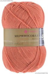 Пряжа ПЕХОРКА Мериносовая // 023 // 396 // Настурция