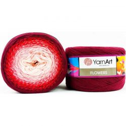 Пряжа Flowers 269 Кремовый/розовый/красный