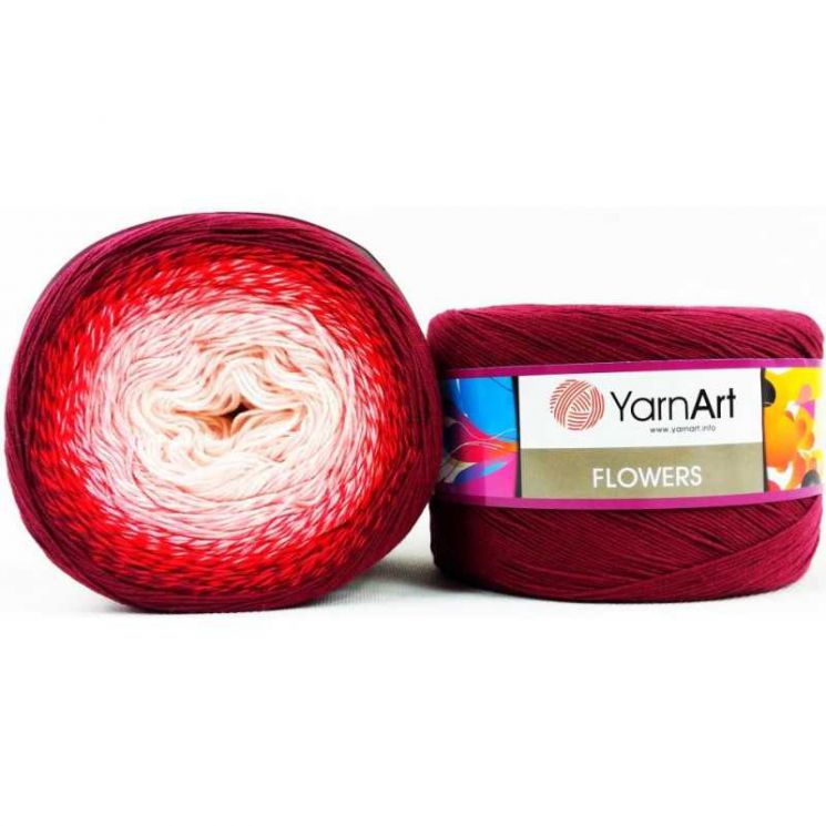Пряжа Flowers 269 Кремовый/розовый/красный