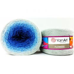 Пряжа Flowers 271 Темно-синий/синий/серый