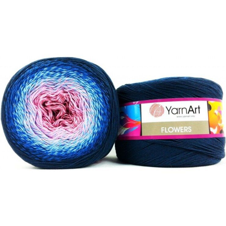 Пряжа Flowers 273 Темная роза/василек/синий
