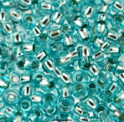 78165 Бисер аквамариновый прозрачный с серебряным центром (Preciosa)