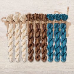 НМул-ИМЯ171-3282-3 Набор ниток OwlForest для схем «Индейские мотивы» (DMC) 3 цвета «Ящерицы» 28 каунт в 2 нити