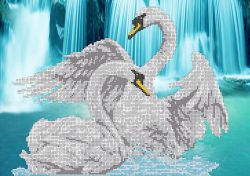 КБ-122 Схема для вышивания бисером ТМ Наследие "Лебеди у водопада"