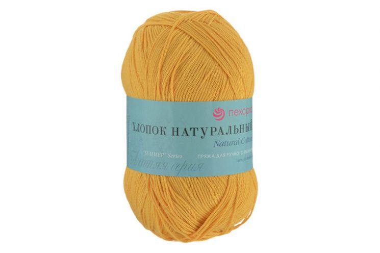 Пряжа ПЕХОРКА Хлопок натуральный 425м // 037 // 12 // Желток