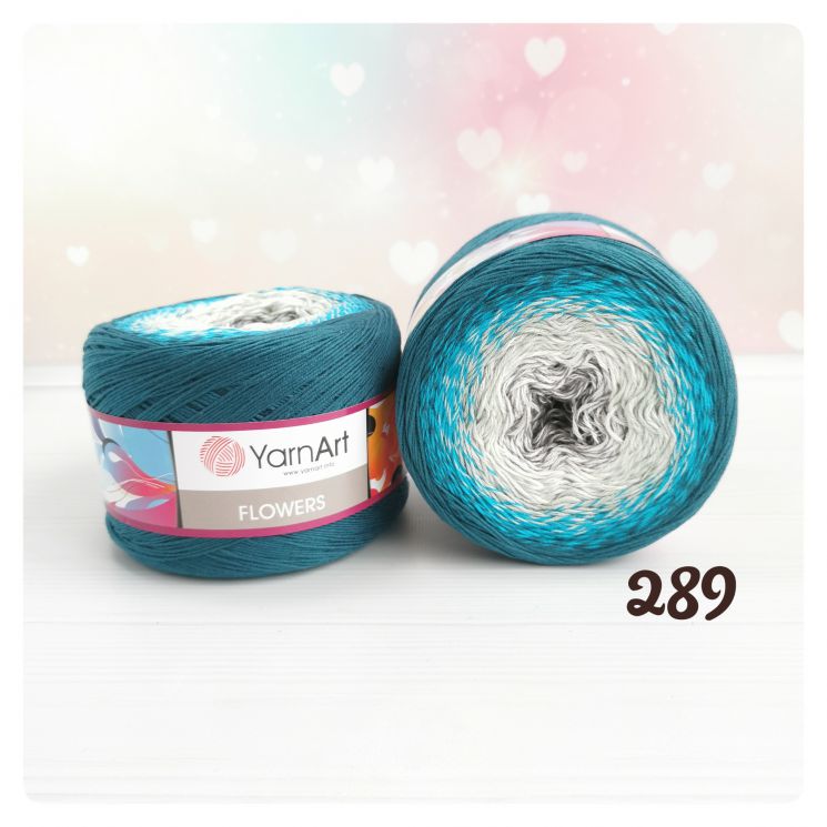 Пряжа Flowers 289 Темно-синий/ярко-синий/серый