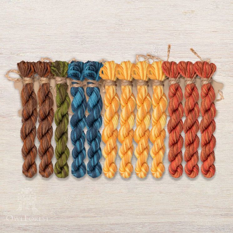 Набор ниток OwlForest для схем «Индейские мотивы» (DMC) 5 цветов «Индеец» 28 каунт в 2 нити НМул-ИМИ165-3282-5 