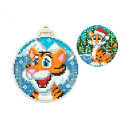 Набор для вышивания WoodStitch "Новогодний шар. Тигр", 10*10, BK-009