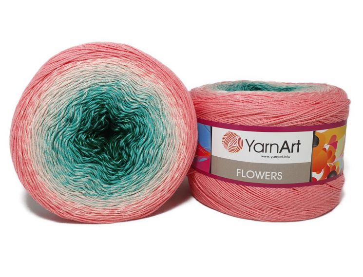 Пряжа Flowers 292 Лососево-бирюзовый