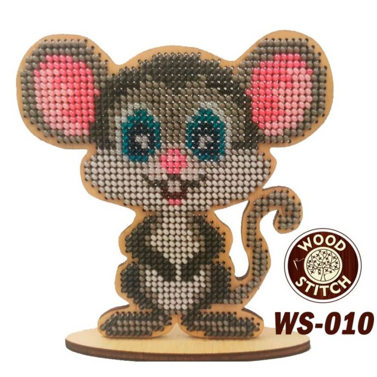 WS-010 Набор для вышивания бисером WoodStitch "Символ Года. Мышка Жорик", 11х10