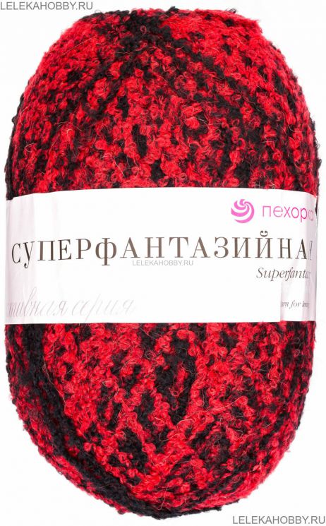 Пряжа ПЕХОРКА Супер фантазийная // 075 // 106 М // Красно-черный
