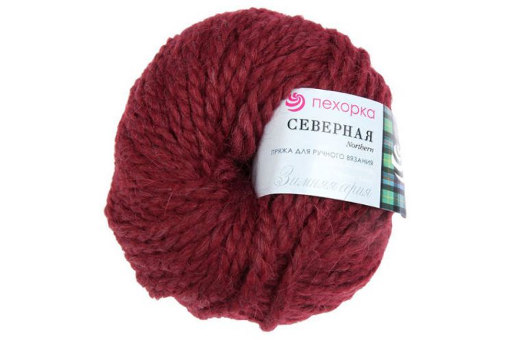 Пряжа ПЕХОРКА Северная // 056 // 323 // Темно-бордовый