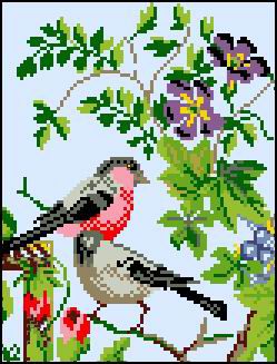 Набор для вышивания крестом ГЕЛИОС "Птички" Ф-04