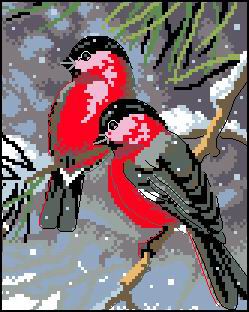 Набор для вышивания крестом ГЕЛИОС "Снегири" Ф-05