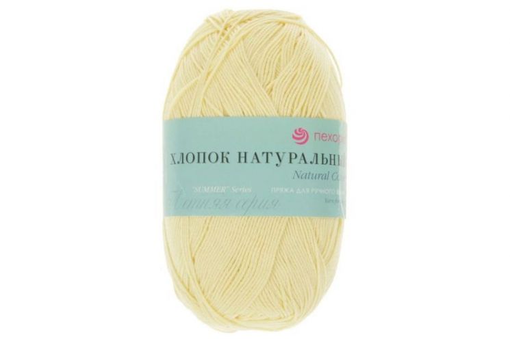 Пряжа ПЕХОРКА Хлопок натуральный 425м // 037 // 53 // Светло-желтый