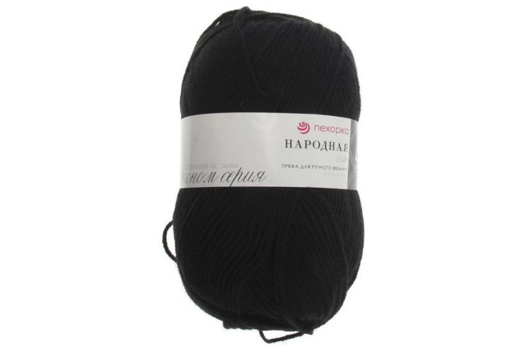 Пряжа ПЕХОРКА Народная // 081 // 02 // Черный