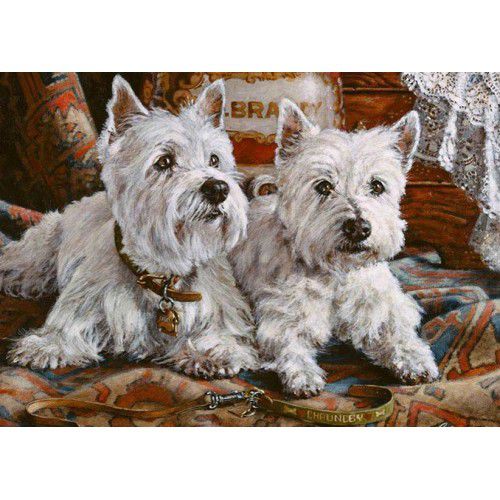 Алмазная мозаика Гранни "Белые терьеры" Ag413