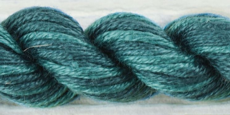 2416 Нитки ручного окрашивания OwlForest на основе ПНК, пасма 8 метров, Цвет морской волны