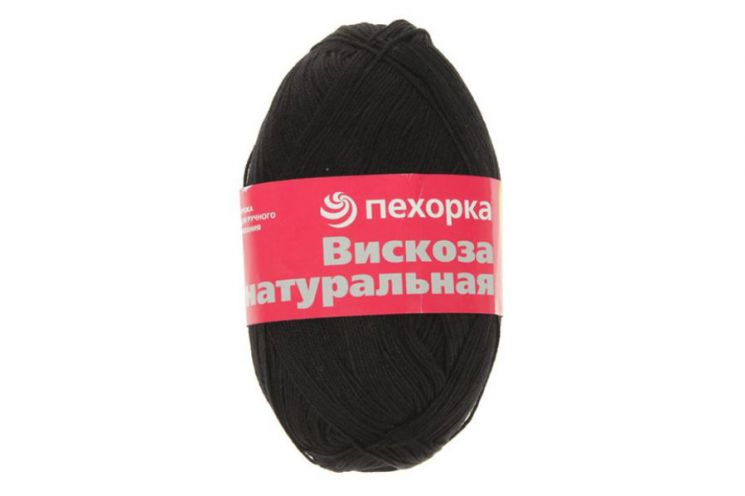 Пряжа ПЕХОРКА Вискоза натуральная // 010 // 02 // Черный