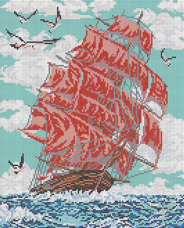 НКБ-042 Набор для вышивания бисером ТМ Наследие "Алые паруса"