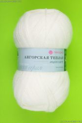 Пряжа ПЕХОРКА Ангорская тёплая // 100 // 01 // Белый