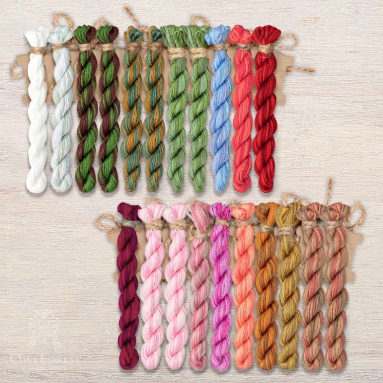 Набор ниток OwlForest для схемы «Комнатные растения» (ПНК) 28 каунт в 2 нити НМул-КР200-2283