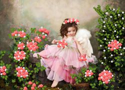 НЛ3-044 Набор для вышивания лентами ТМ Наследие "Ангельская девочка в розочках"