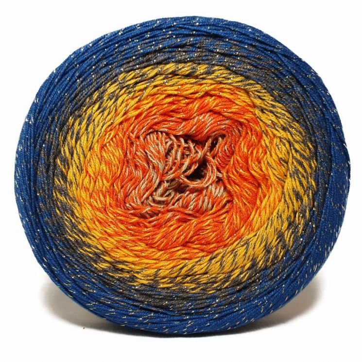 Пряжа Flowers Moonlight 3258 Синий/желтый/оранжевый