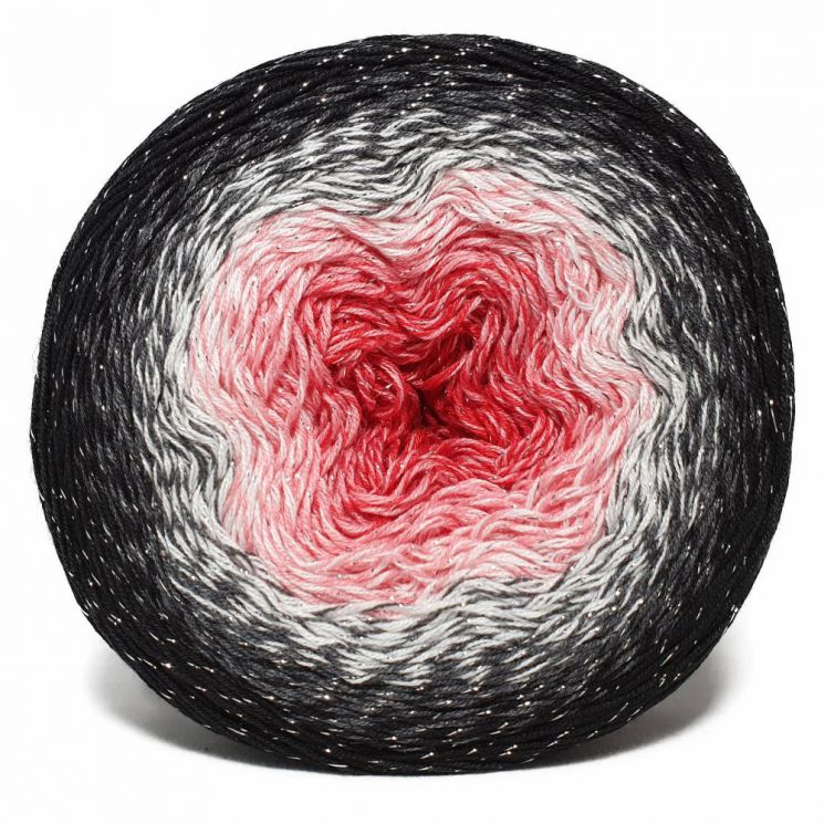Пряжа Flowers Moonlight 3260 Черный/белый/розовый/красный
