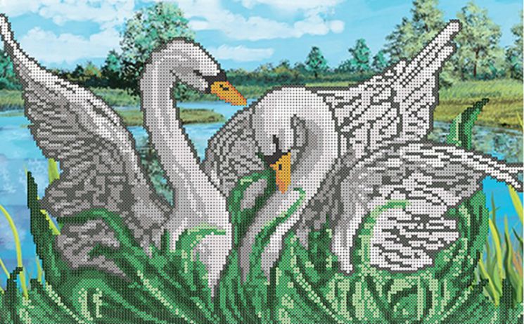КБ-029 Схема для вышивания бисером ТМ Наследие "Лебединая верность"