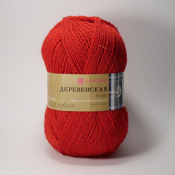 Пряжа ПЕХОРКА Деревенская // 057 // 88 // Красный мак
