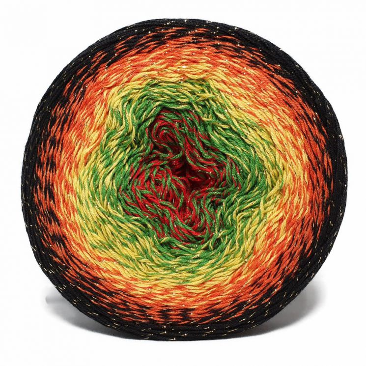 Пряжа Flowers Moonlight 3267 Черный/оранжевый/зеленый