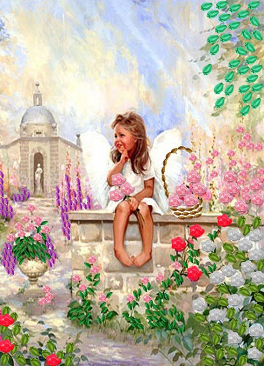 НЛ3-058 Набор для вышивания лентами ТМ Наследие "Ангел сада"