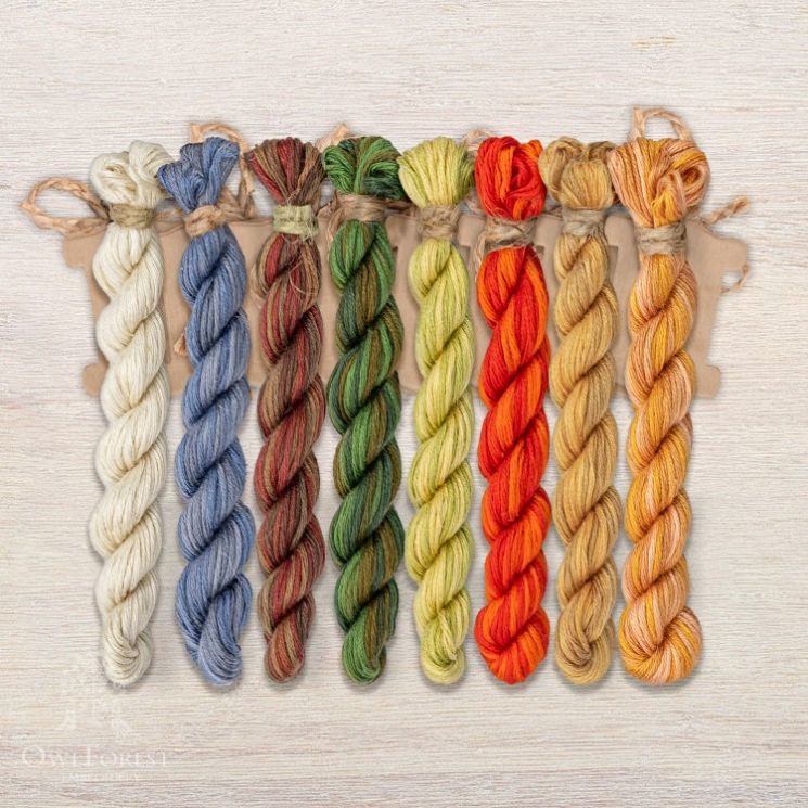 Набор ниток OwlForest для схемы «Маленький лесной народец. Змейки» (ПНК) 28, 32, 36 каунт в 2 нити, 40 каунт в 1 нить НМул-МЛНЗ177-2322