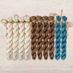 НМул-ИМР168-2322-3 Набор ниток OwlForest для схем «Индейские мотивы» (ПНК) 3 цвета «Рыбы» 32 каунт в 2 нити